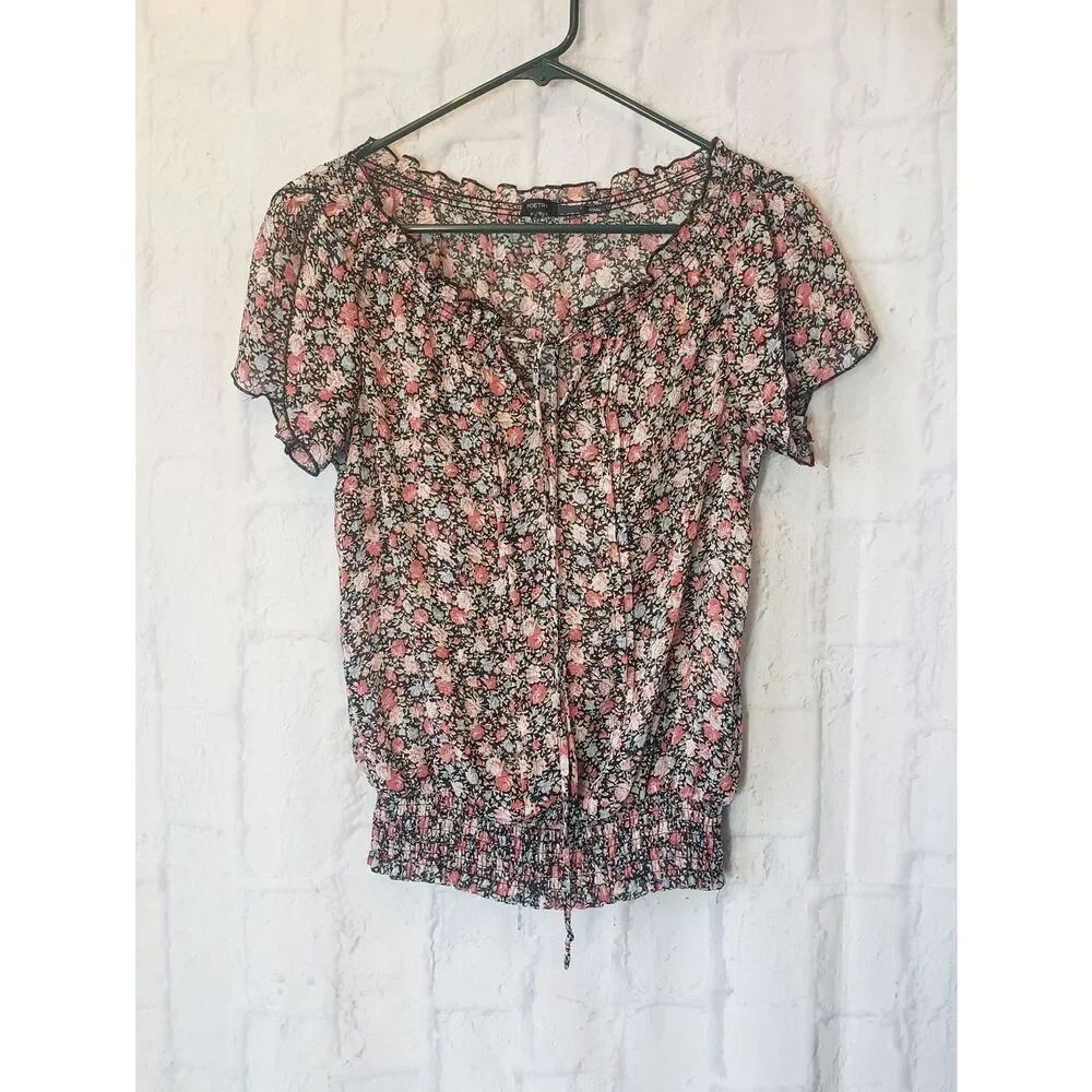 POETRY Floral Semi-Sheer Lightweight Blouse Small